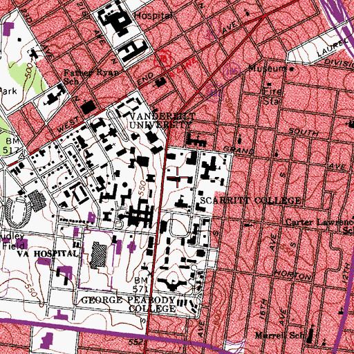 Topographic Map of Wesley Place, TN