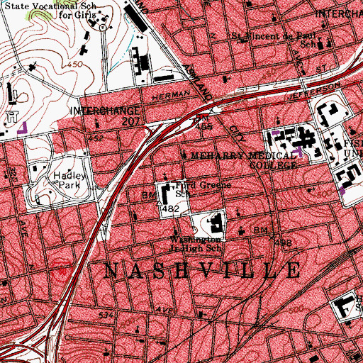 Topographic Map of Westwood Baptist Church Youth Center, TN