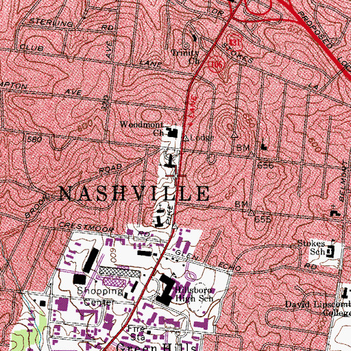 Topographic Map of Woodmont Christian Day Care Center, TN