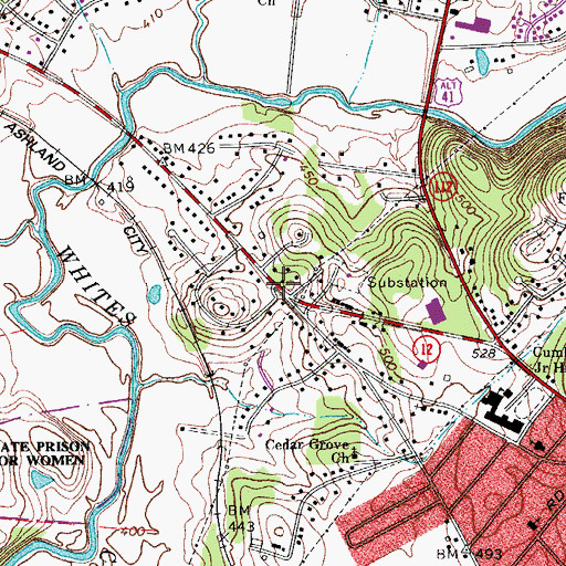 Topographic Map of Alameda Christian Disciples of Christ Church, TN