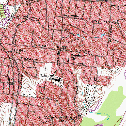 Topographic Map of Aldersgate United Methodist Church, TN