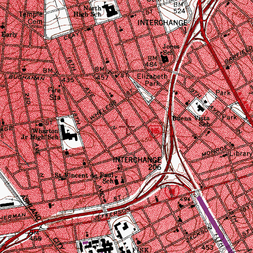 Topographic Map of Alpha United Baptist Church, TN