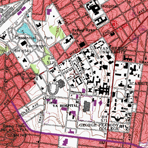 Topographic Map of Baptist Collegiate Ministries, TN