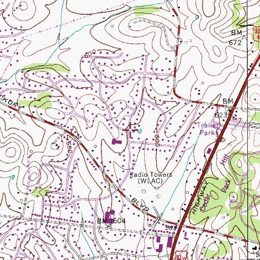Topographic Map of Beacon Baptist Church, TN