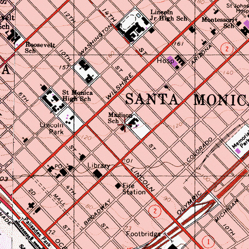 Topographic Map of Olympic High School, CA