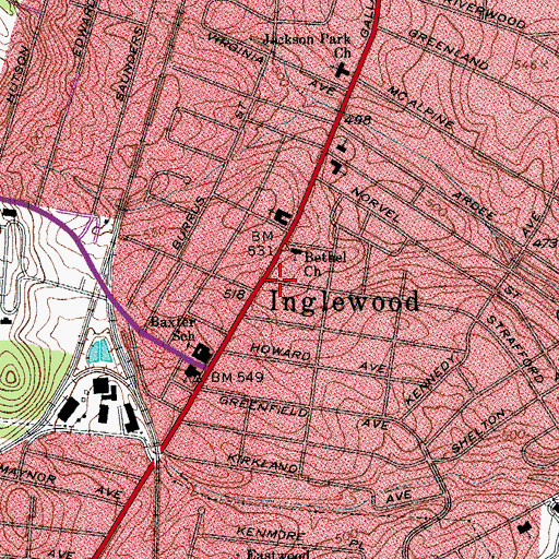 Topographic Map of Bethel Primitive Baptist Church, TN