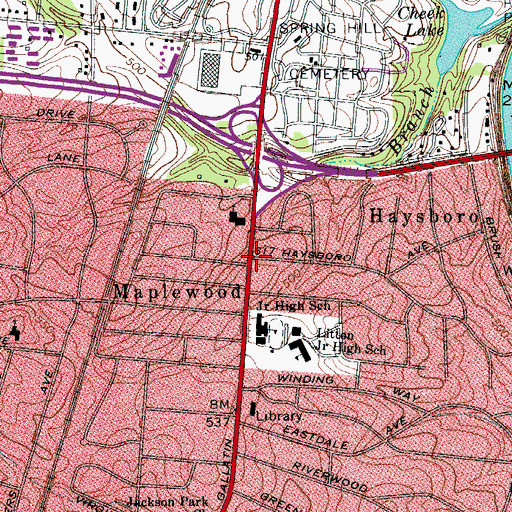 Topographic Map of New Life Baptist Church, TN