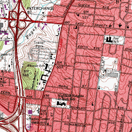 Topographic Map of New Life Seventh Day Adventist Church, TN