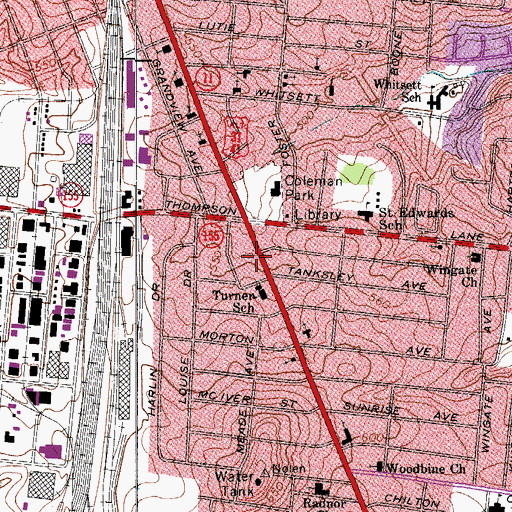 Topographic Map of New Song Woodbine Church, TN