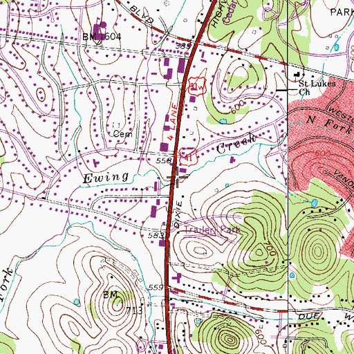 Topographic Map of New Wine Ministries, TN