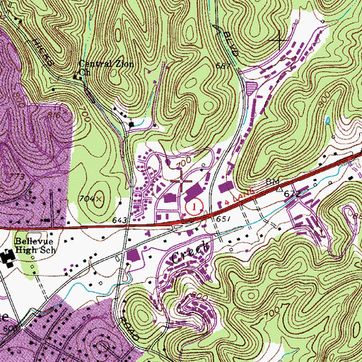 Topographic Map of Oasis Church, TN