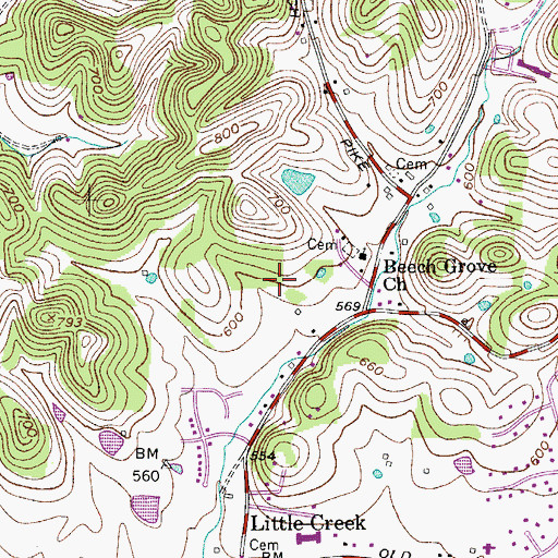 Topographic Map of Pathway Christian Center, TN