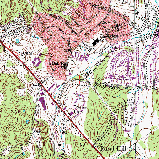 Topographic Map of Priest Lake Community Baptist Church, TN