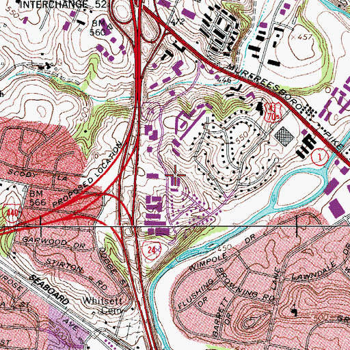 Topographic Map of Primera Iglesia Bautista, TN