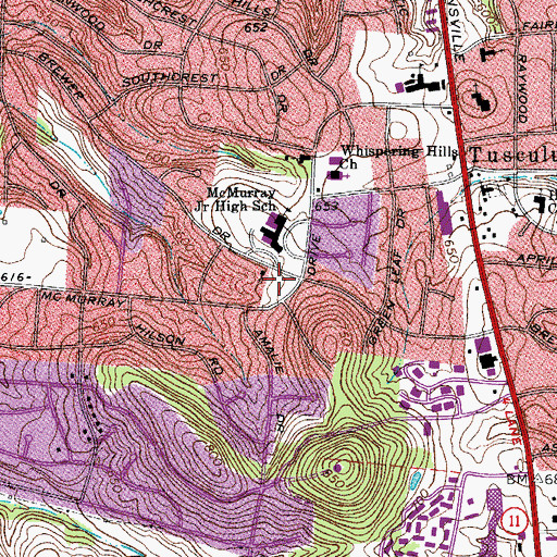 Topographic Map of Radnor Primitive Baptist Church, TN