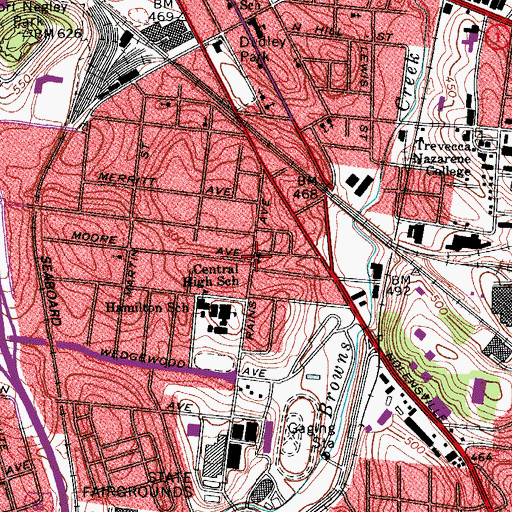 Topographic Map of Rains Avenue Christian Care Center, TN