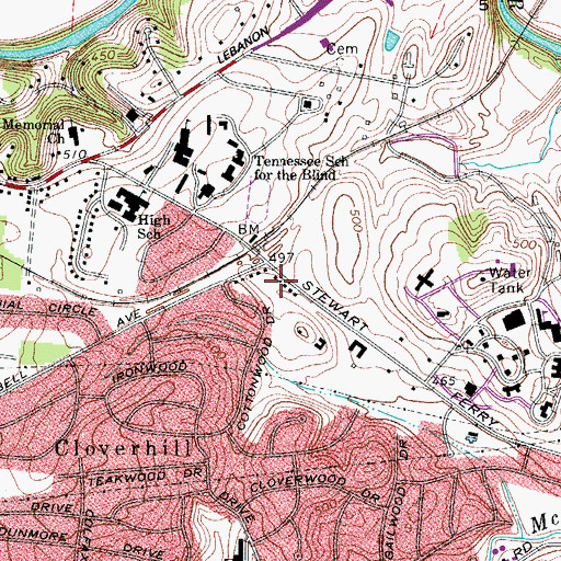 Topographic Map of River of Life Church of God, TN