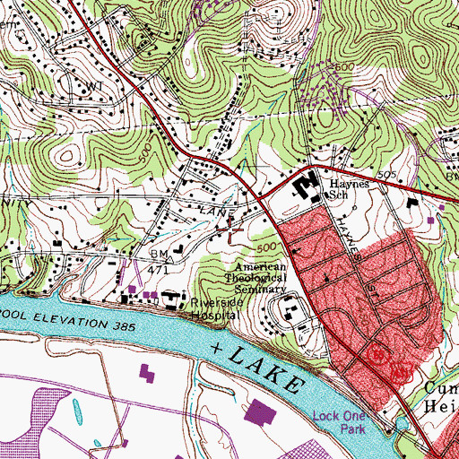 Topographic Map of Riverside Chapel Seventh Day Adventist Church, TN