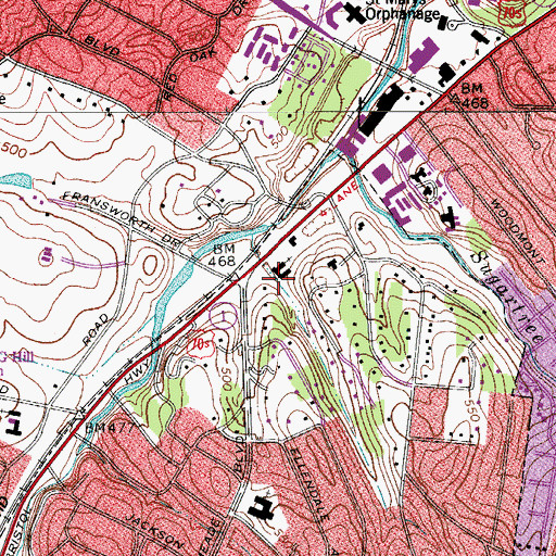 Topographic Map of Saint Georges Episcopal Church, TN