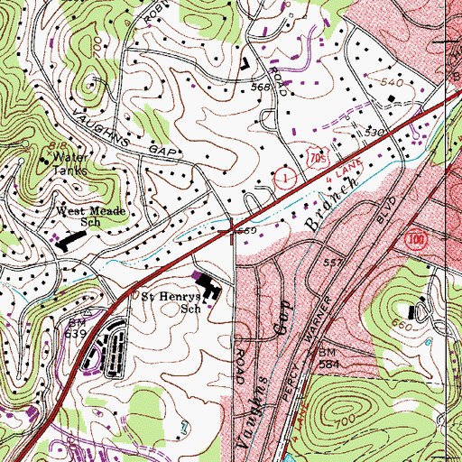 Topographic Map of Saint Henry Church, TN