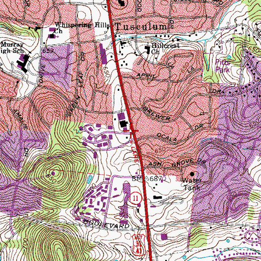 Topographic Map of Saint Matthias Episcopal Church, TN