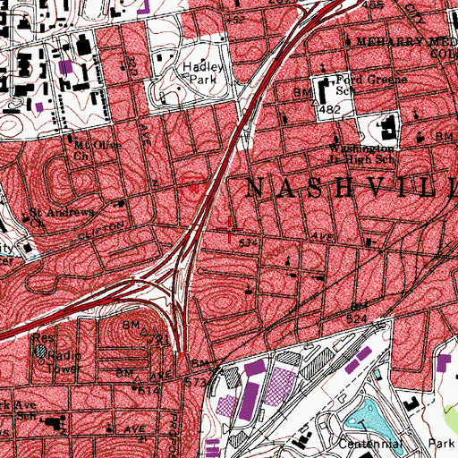 Topographic Map of Saint Timothy Missionary Baptist Church, TN