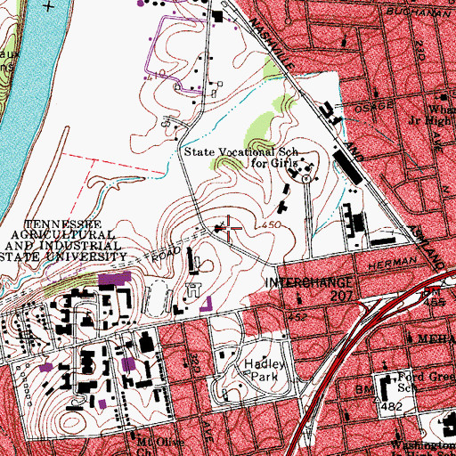 Topographic Map of Schrader Lane Church, TN
