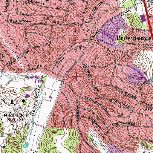 Topographic Map of South End United Methodist Church, TN