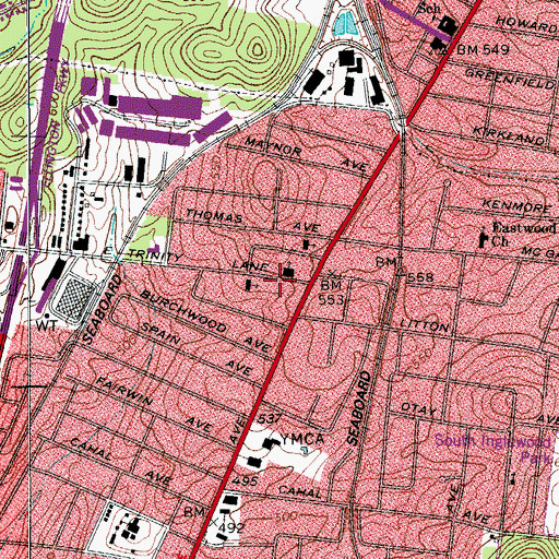 Topographic Map of Spanish Pentecostal Church of God, TN