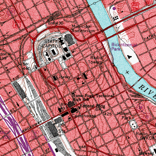 Topographic Map of Temple Church, TN