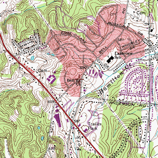 Topographic Map of The Church of Antioch, TN