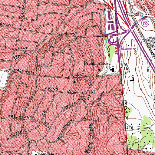 Topographic Map of Brenthaven Cumberland Presbyterian Church, TN