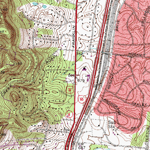 Topographic Map of Brentwood Hills Church of Christ, TN