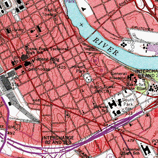 Topographic Map of Brentwood United Methodist Church, TN