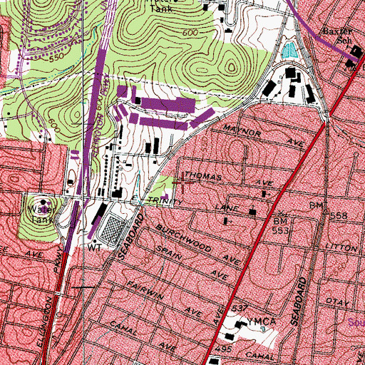 Topographic Map of Central Zion Missionary Baptist Church, TN