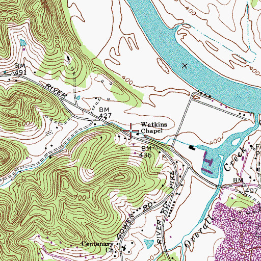 Topographic Map of Christ Community Church, TN