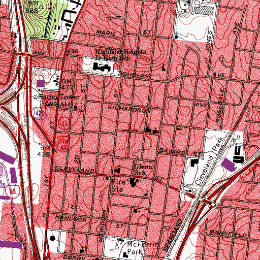 Topographic Map of Christlove Ministries, TN