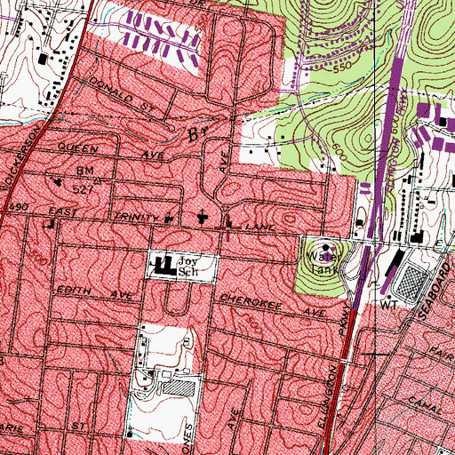 Topographic Map of Church of Christ at Trinity Lane, TN