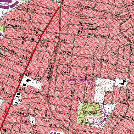 Topographic Map of Church of the Living God, TN