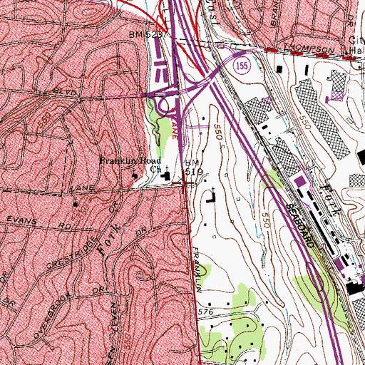 Topographic Map of Cofers Chapel Free Will Baptist Church, TN