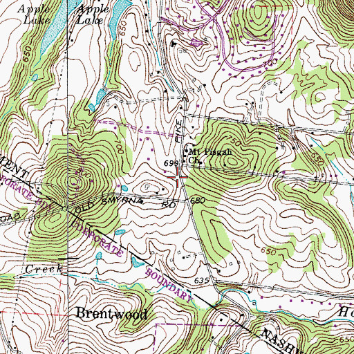 Topographic Map of Community Bible Church, TN