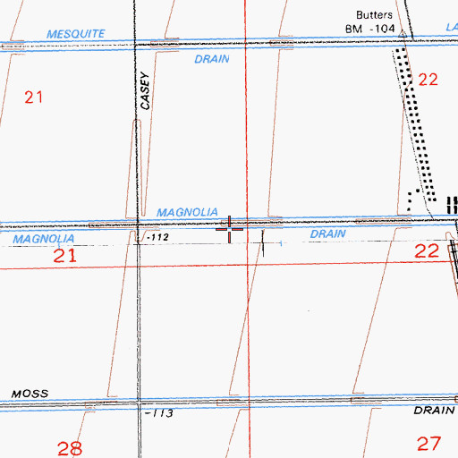 Topographic Map of Magnolia Drain, CA