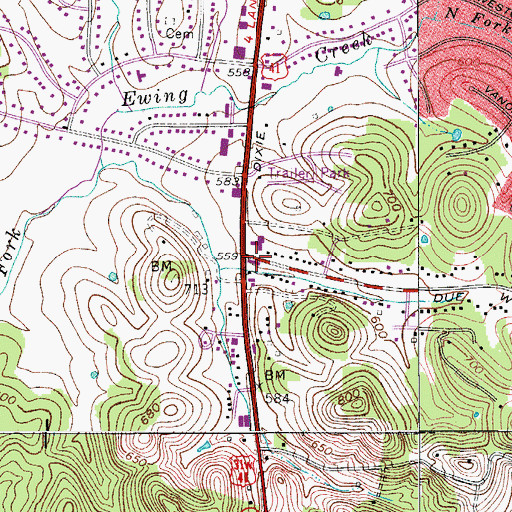 Topographic Map of Dickerson Road Baptist Church, TN