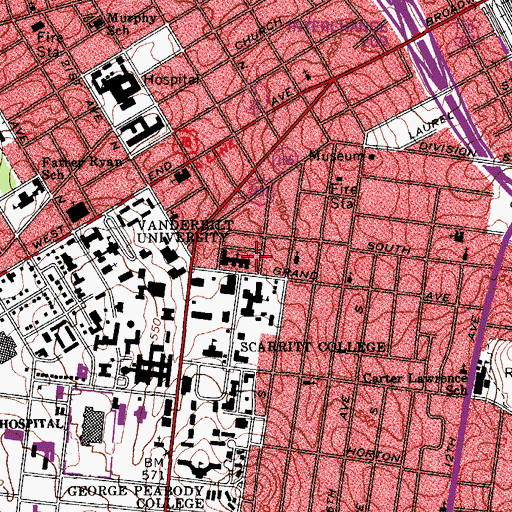 Topographic Map of Disciples Divinity House, TN