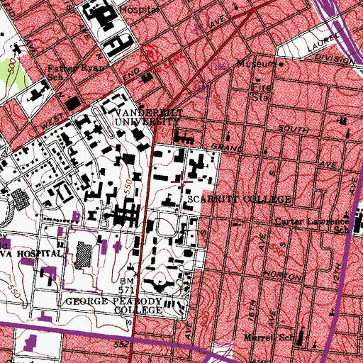 Topographic Map of Disciples of Christ Historical Society, TN