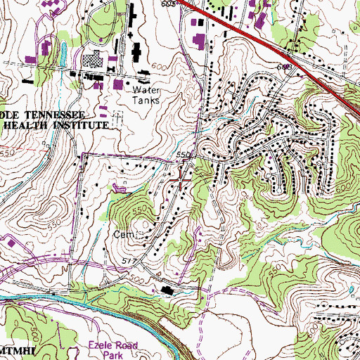 Topographic Map of Faith Methodist Church, TN