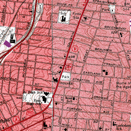 Topographic Map of First Baptist Church of Madison, TN