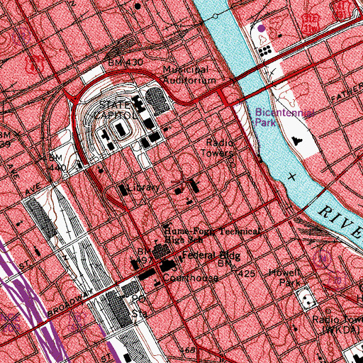 Topographic Map of First Baptist Mission, TN