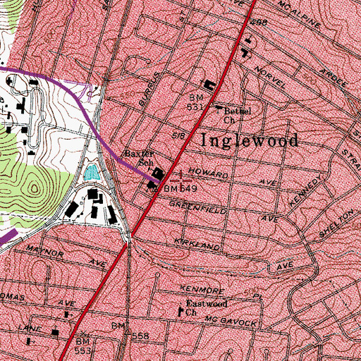 Topographic Map of First Bible Presbyterian Church, TN