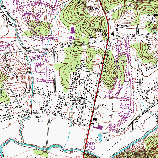 Topographic Map of First General Baptist Church, TN